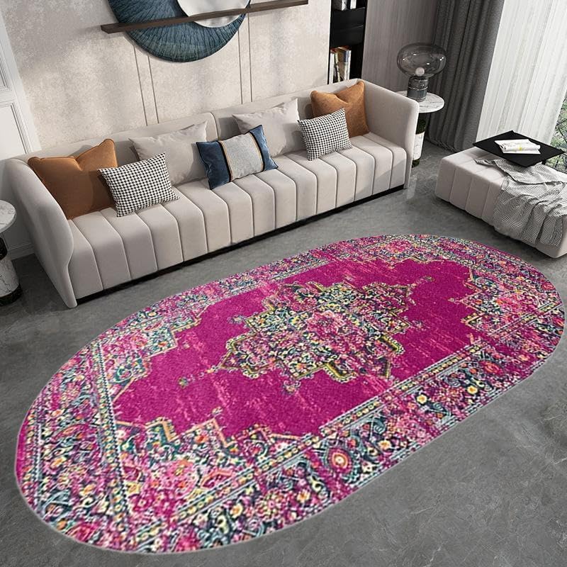Alfombras ovaladas grandes de diseño retro tradicional geométrico para comedor y salón moderno