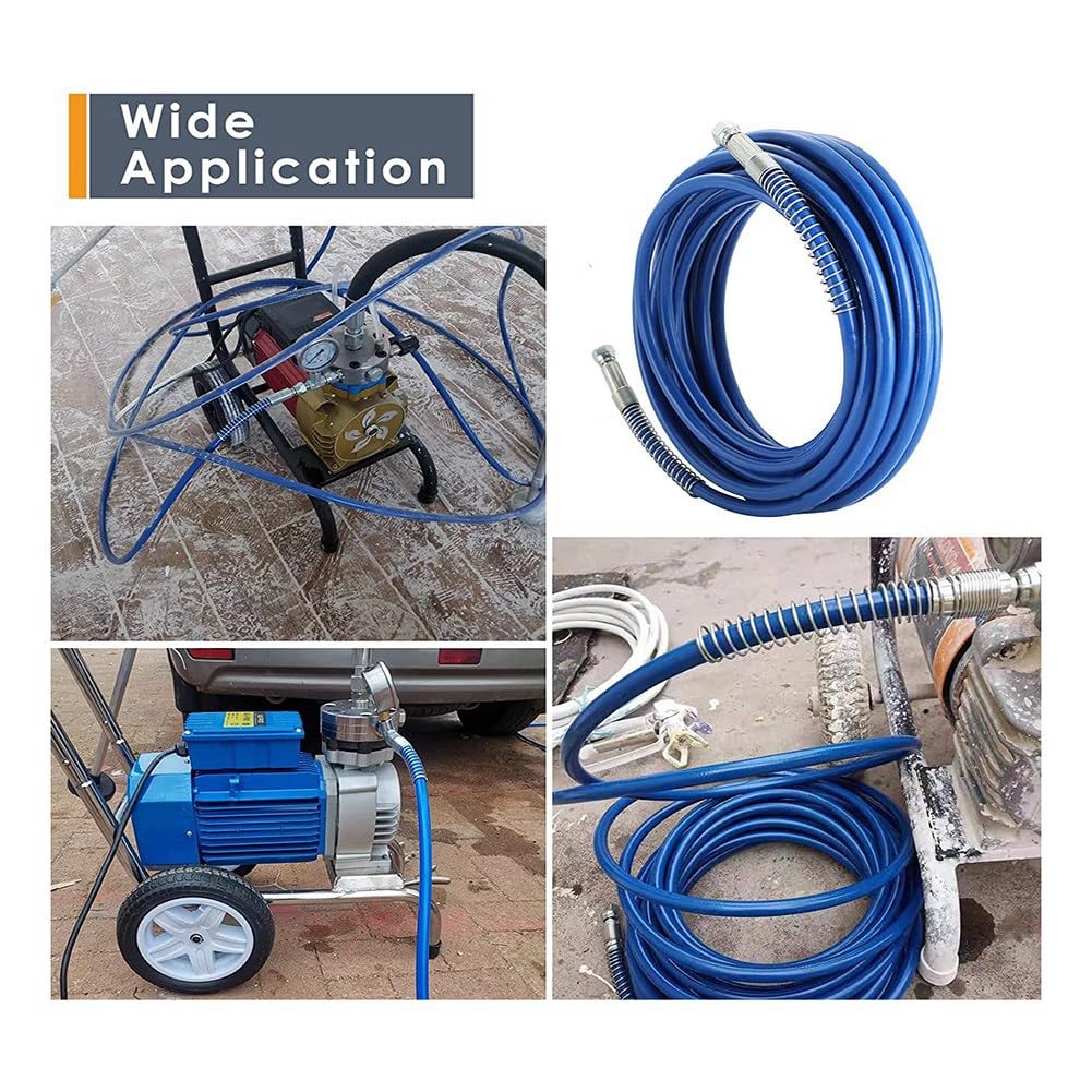 rieder 2 unidades 1/4 Airless manguera pulverizadora de color universal de alta presión manguera de fibra flexible 3300 PSI (25 pies, azul)