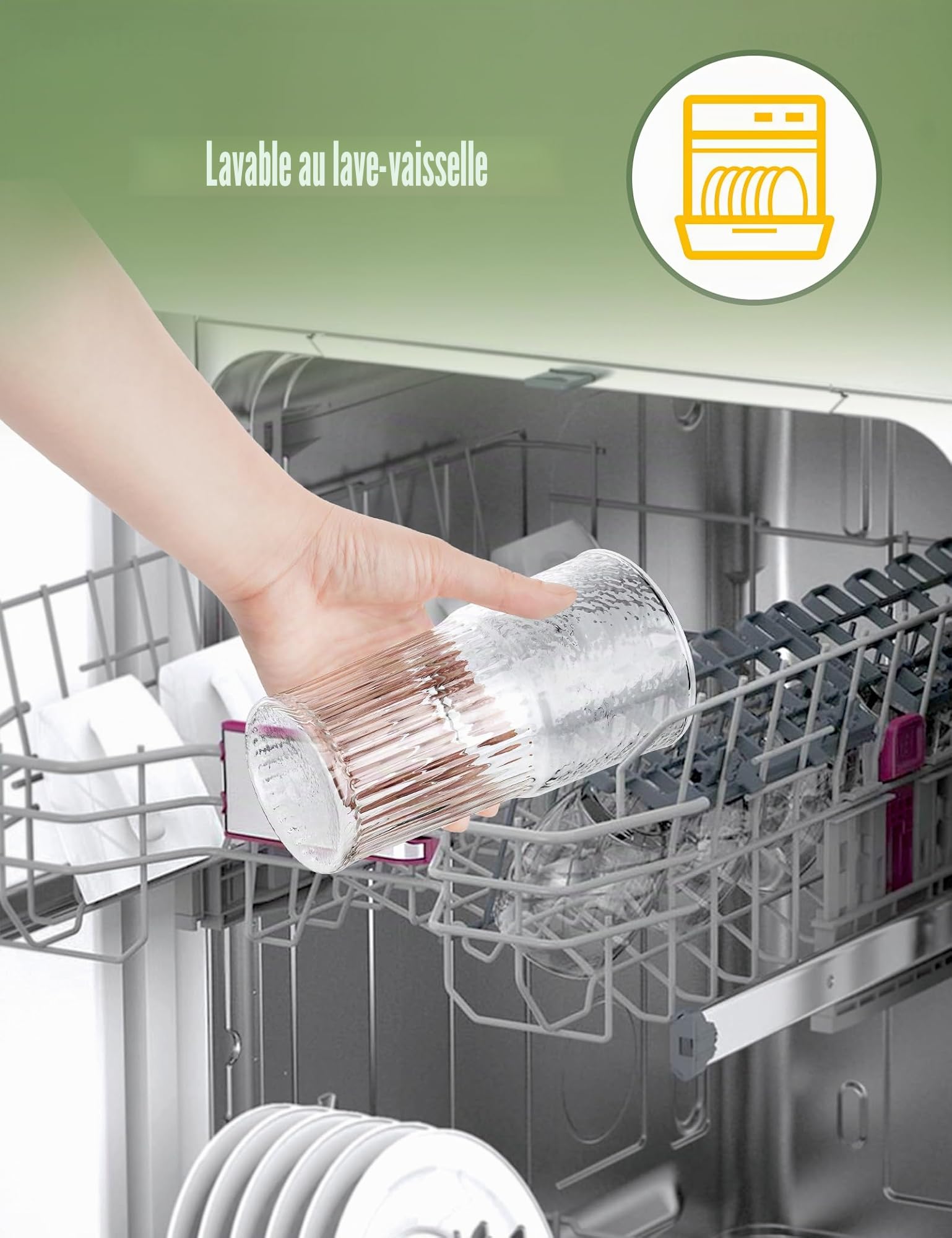 NiHome Lot de 2 gobelets en verre borosilicate transparent avec couvercle et paille, 650 ml, pour café glacé, smoothie, thé avec pailles, réutilisables