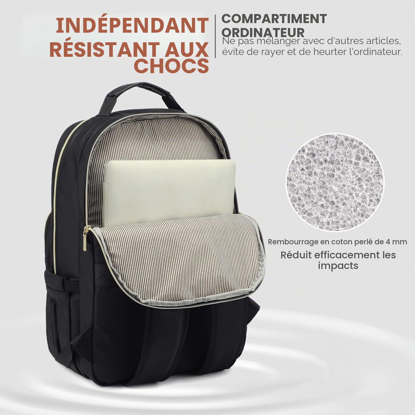 LOVEVOOK Sac à dos Ordinateur Portable Femme 14 15.6 17 18Pouces, Sac a dos Feminin Impermeable Elegant,Sac à dos Femme Antivol,Sac à Dos Grande Capacité Avec USB Port, Pour Collège Affaire Scolaire