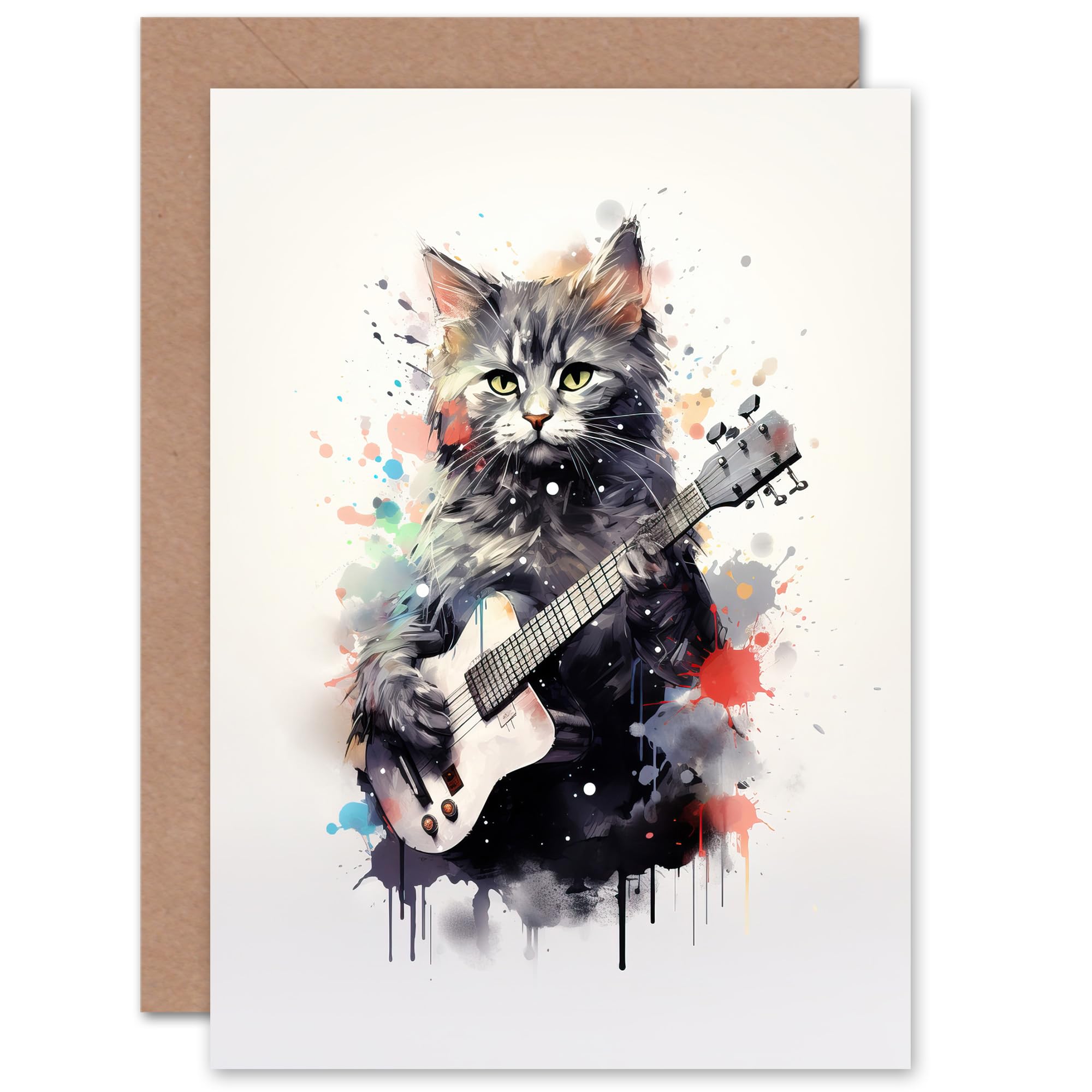 Artery8 Watercolour Pet Portrait Greeting Card - Cat Lovers Gift