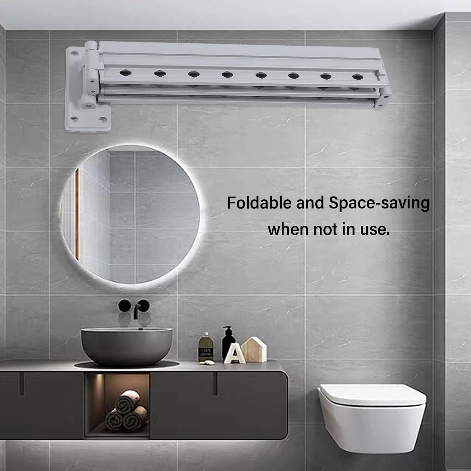 Horoper Wall Mounted Clothes Hanger Rack, Wall Mounted Clothes Drying Rack Space Saving Laundry Clothes Rack Retractable Dryer for Balcony Laundry