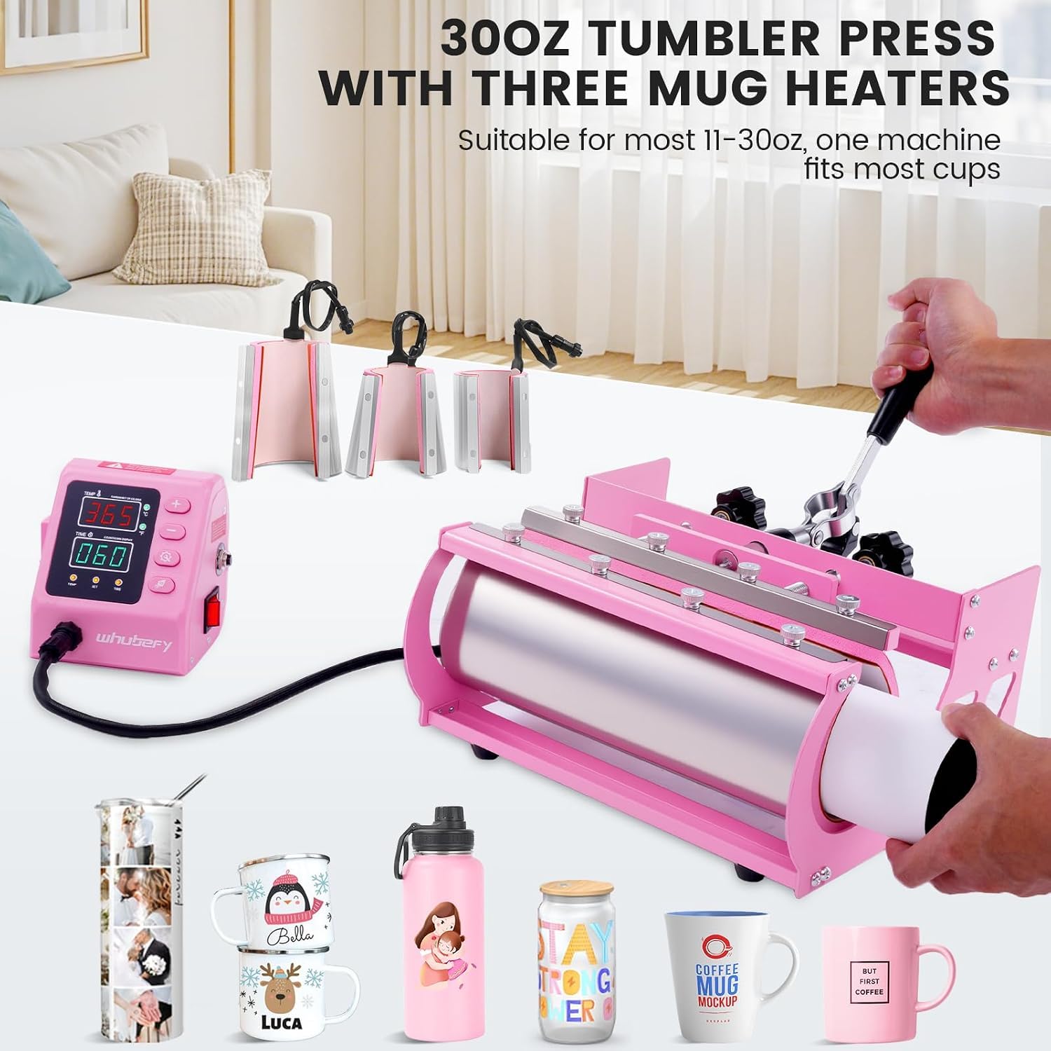 Pressa per trasferimento da 38 x 38 cm, 8 in 1, con pressa per tazze, pressa per cappelli, riscaldamento rapido e uniforme, controllo preciso del tempo e della temperatura