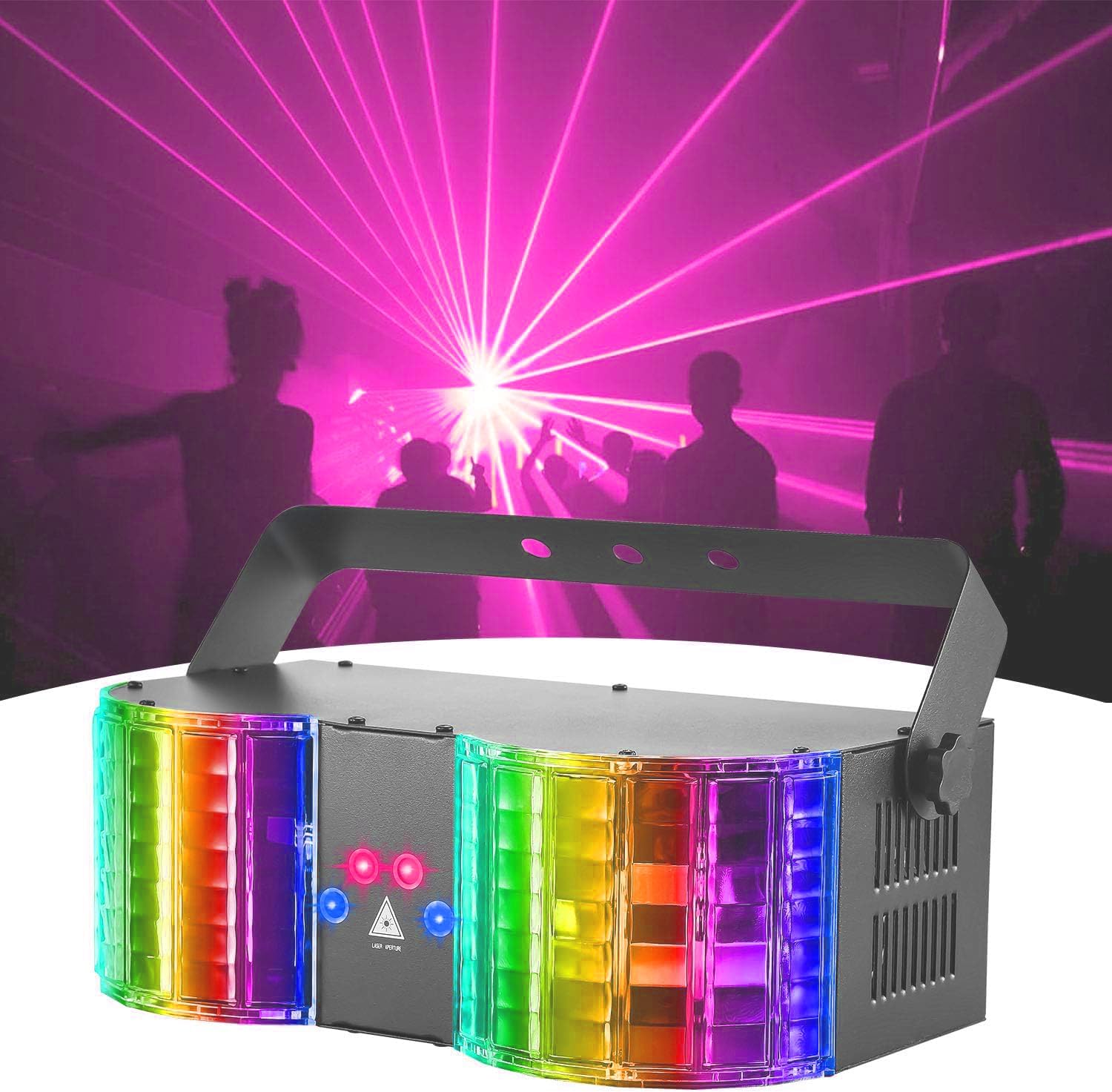 Party DJ Disco Lights with Strobe Flash Effects, BSYUN RGB LED Sound Activated Rave Dance Lights with Remote Control for Indoor House Home Room, Upgraded