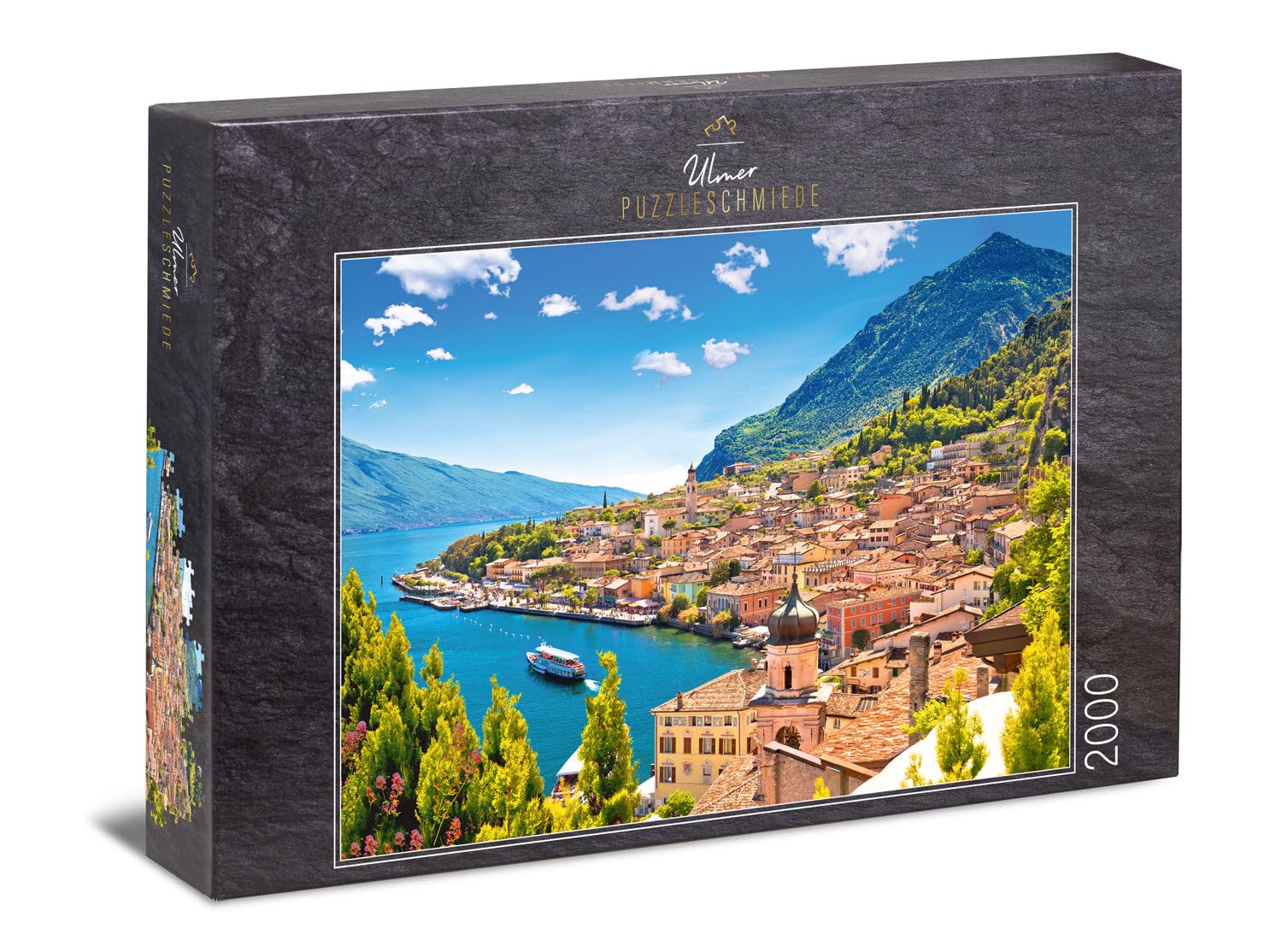 Ulmer Puzzleschmiede - Puzzle "Lago di Garda" – Classico puzzle da 2000 pezzi del Lago di Garda – la pittoresca vista della località Limone sul Garda, Lombardia, Nord Italia