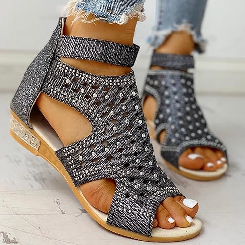 Miniatura 3 de Lovely Nursling Sandalias de cuña para mujer sandalias de cuña baja con diamantes sexy casuales de verano elegantes sandalias de plataforma