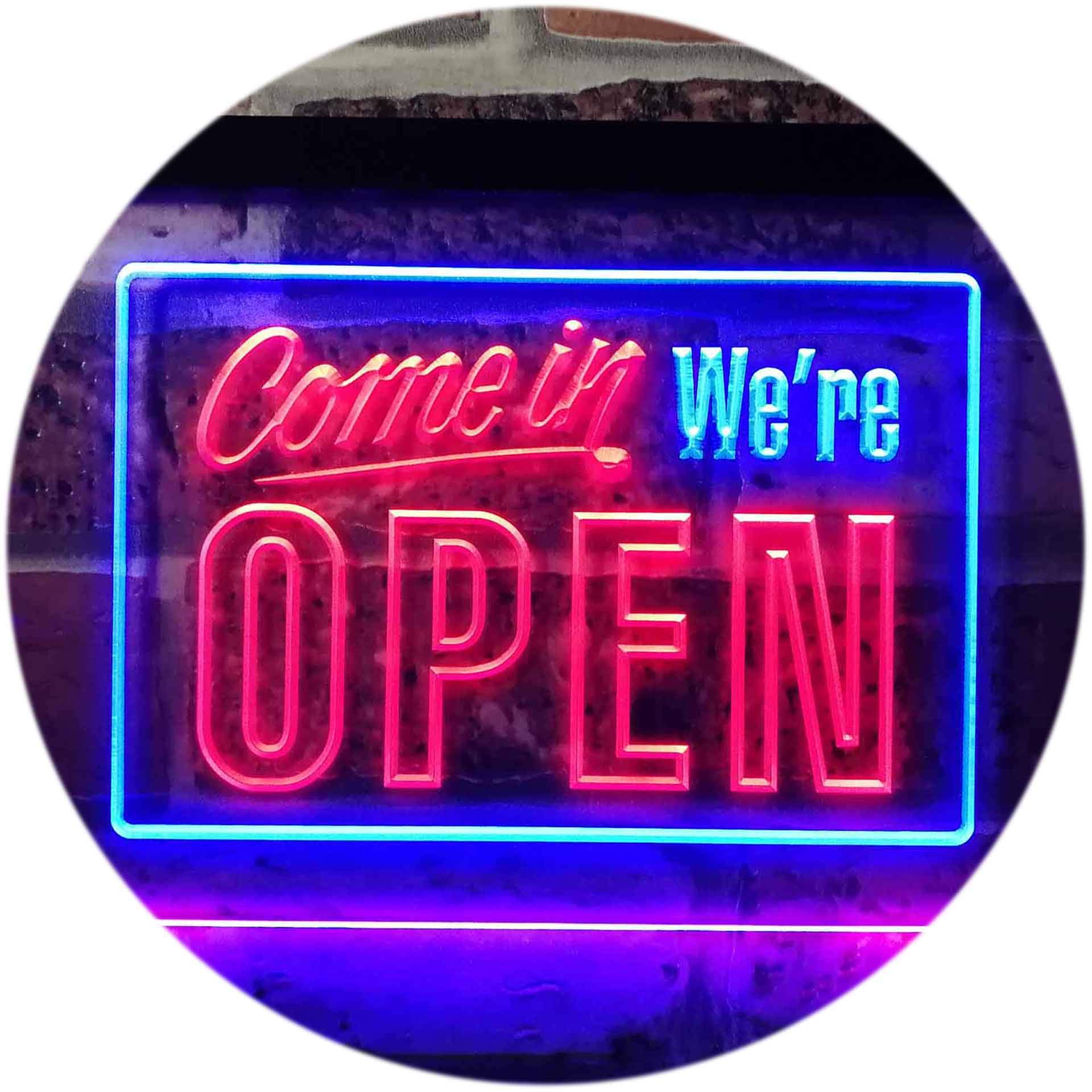 Amazon.co.jp: Come In We're Open Welcome Plaque Dual Color LED