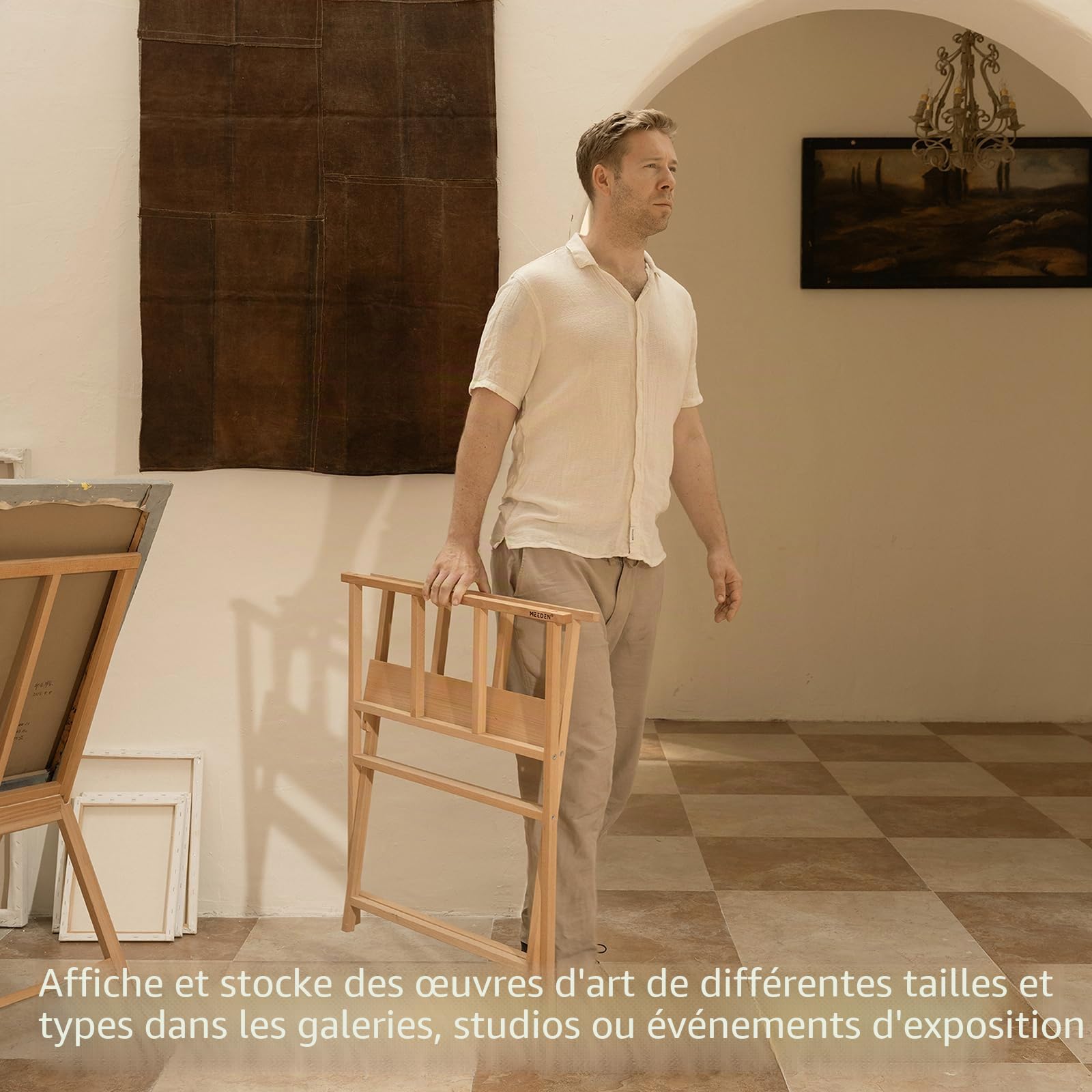 MEEDEN Support pliable pour impressions d'art – Rangement en bois de hêtre pour œuvres d'art, toiles, impressions, panneaux, affiches, expositions de galerie d'art