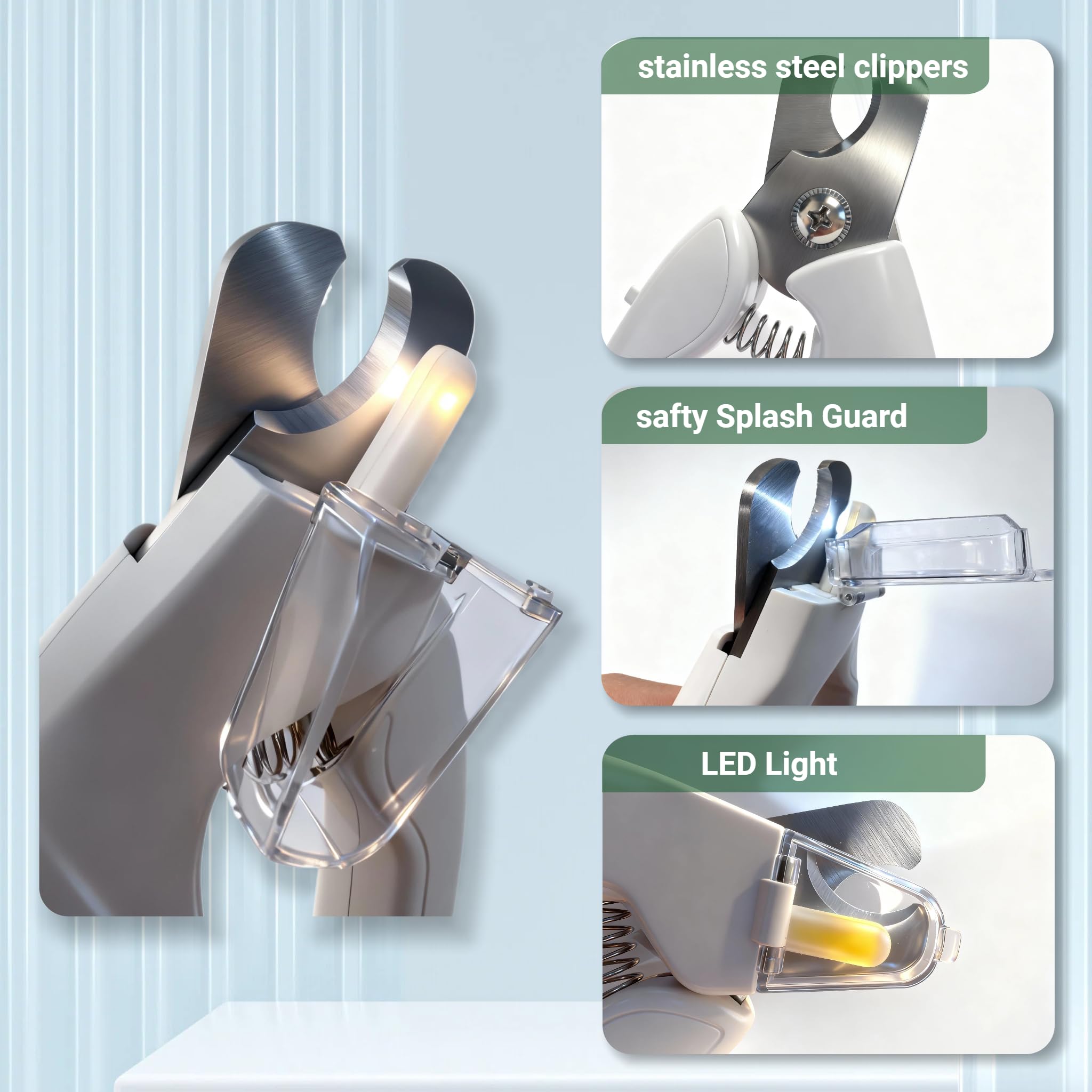 2-in-1 Dog & Cat Nail Clippers and Grinder with LED Light, USB Rechargeable Quiet Pet Nail Trimmer, Safety Guard & Anti-Splash Cap, Cordless Grooming Tool for Small Medium Large Dogs, Cats,Parrot - image 2