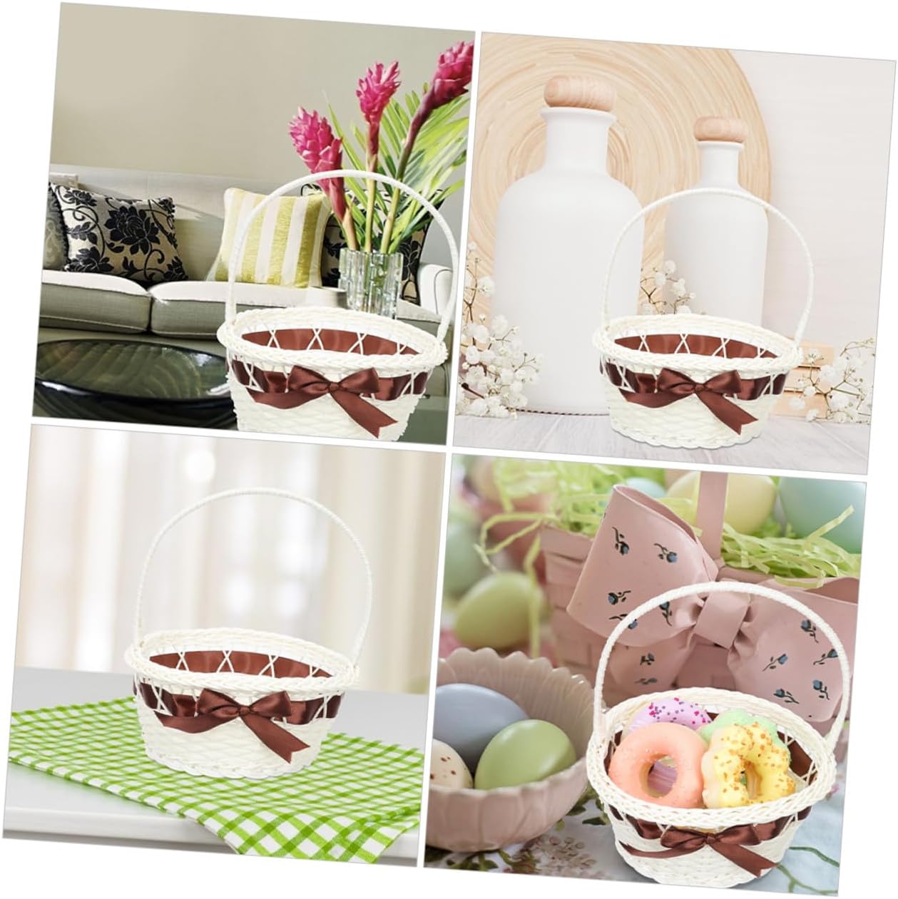 Handwoven Imitation Rattan Basket for Storage Decoration Portable image 5
