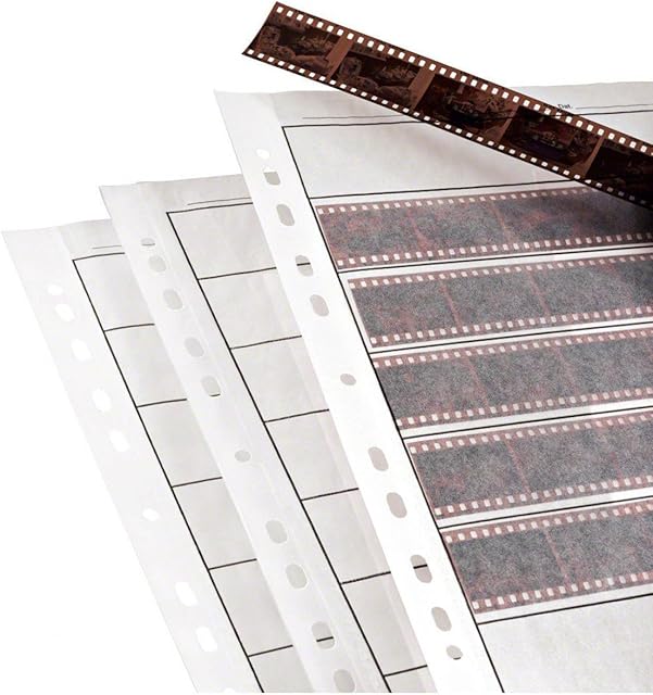 25 x Negative Filing Sheets for 35mm Film. Acid-Free, Archival Safe. Premium Waxed Paper Archive Storage Pages for Ring Binders