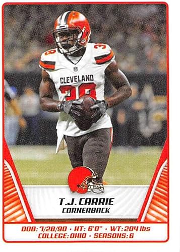 2019 NFL Football Panini Album Sticker #141 T.J. Carrie Cleveland Browns (2 inches Wide X 2 1/4 Inch Tall Individual Album Sticker)