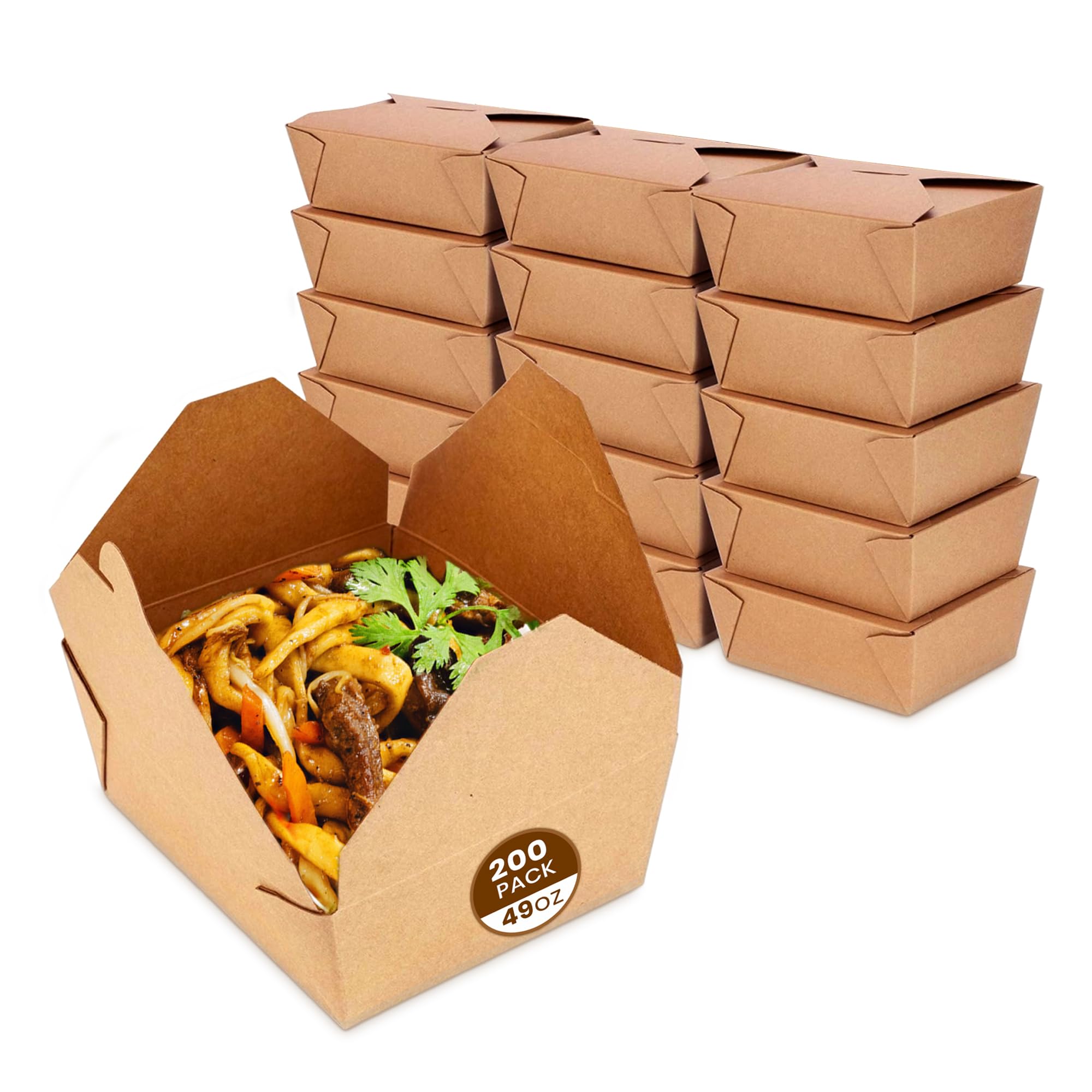 We Can Source It Ltd Brown - No. 8 Kraft Cardboard Food Boxes With Folding Lids - Biodegradable Food Boxes - Takeaway Boxes For Restaurants - 49Oz - Pack Of 10
