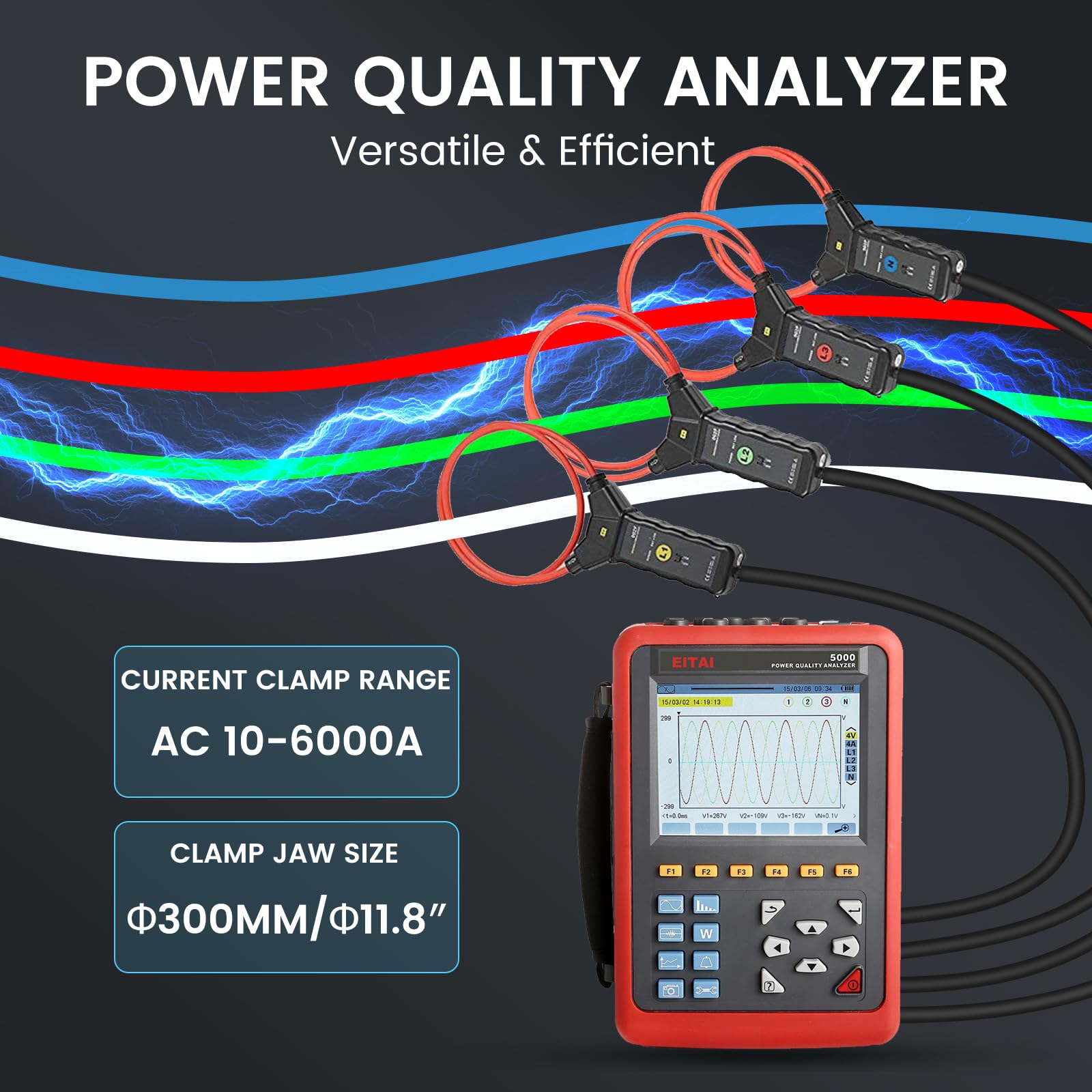 EITAI5000-300F 3-Phase Power Quality Analyzer, Manufacturer Direct Sales, Multi-Functional Power Quality Logger, with EITAI300F ?300mm/11.8