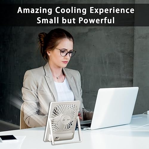Miniatura 4 de Selección de regalo de Acción de Gracias y Navidad, ventilador recargable, pequeño ventilador personal con ventilador de mesa plegable en 180,