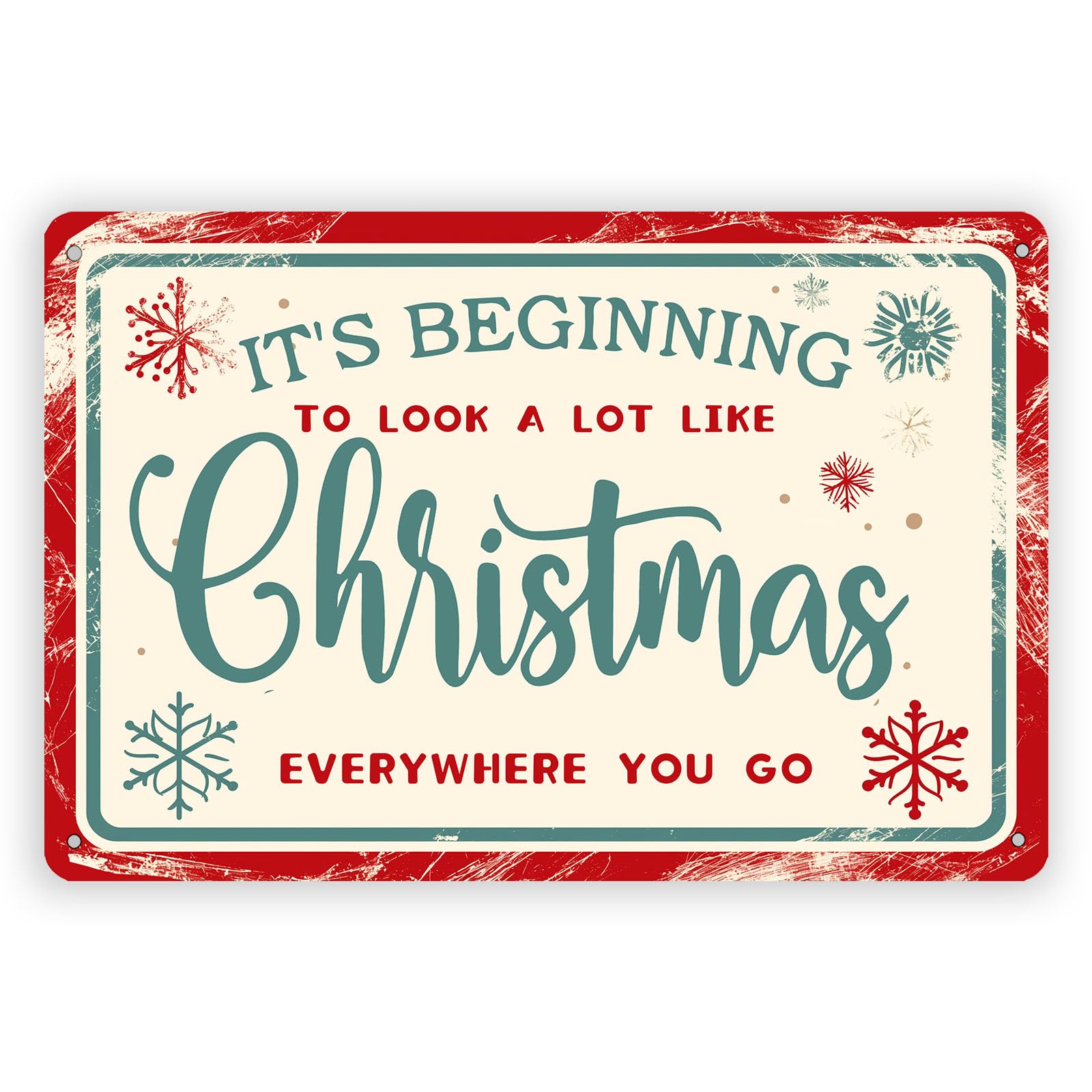 SMAZDFXX It's Beginning to Look a Lot like Christmas Tin Sign Vintage Christmas Party Metal Tin Sign Wall Decor for Home Cafe Kitchen Coffee Shop Holiday Decoration 8"x12"