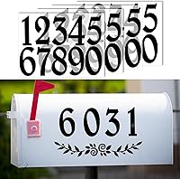 Vista 4 de Números reflectantes de buzón blancos, 5 juegos de calcomanías de números de buzón para exteriores, vinilo impermeable, números de dirección