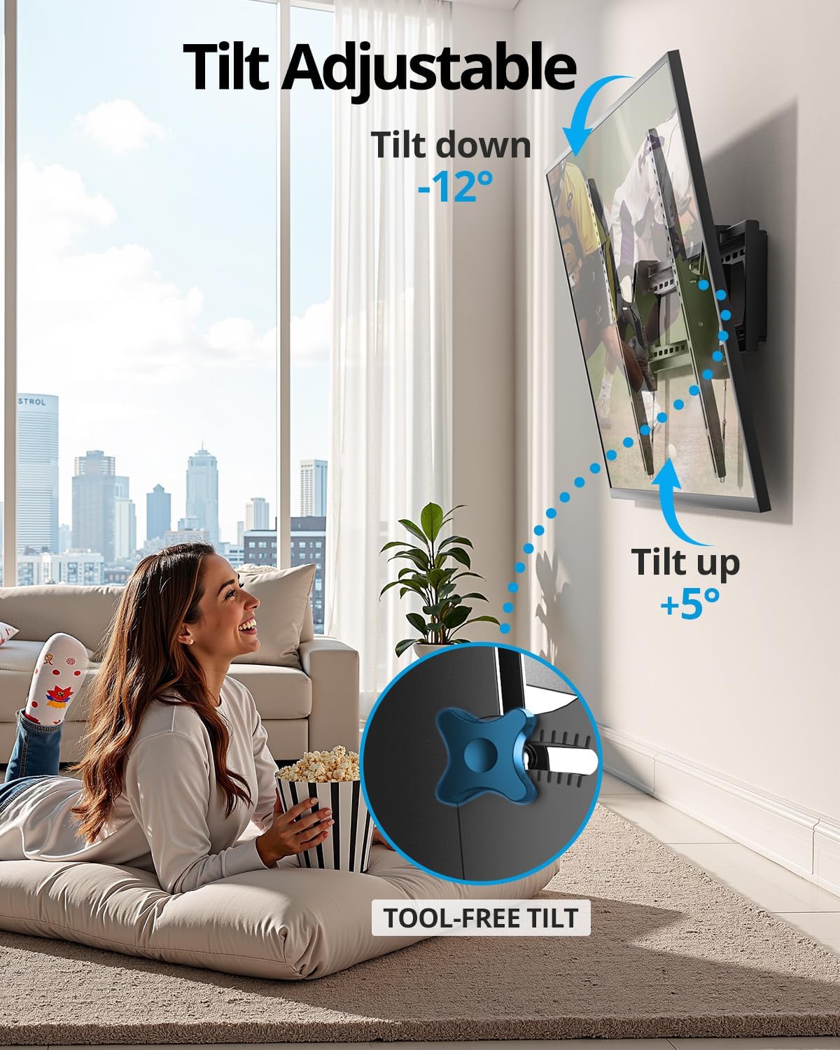85 86 98 100 inch Heavy Duty Tilt TV Wall Mount Bracket for 65-120" Large TVS Up to 220LBS,Ultra Slim Tilting TV Mount, Max VESA 900×600mm, 16/18/24/32" Studs,Fit Most 65+ 75+ 120 TVs