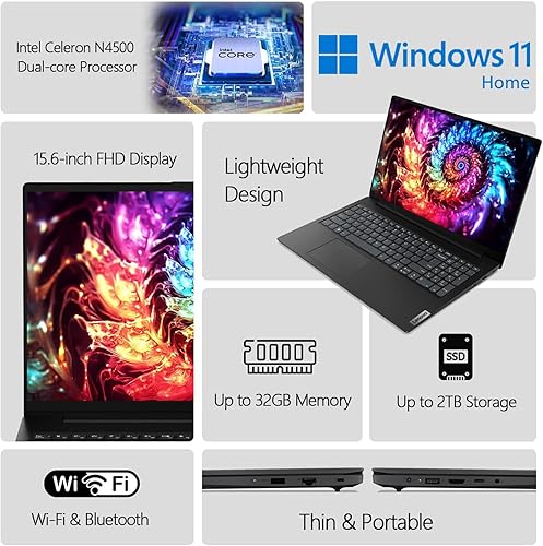Miniatura 2 de Lenovo Laptop de 15.6 pulgadas, procesador Intel de doble núcleo, memoria de 8 GB, SSD PCIe de 512 GB, FHD de 15.6 pulgadas (1920 x 1080), pantalla