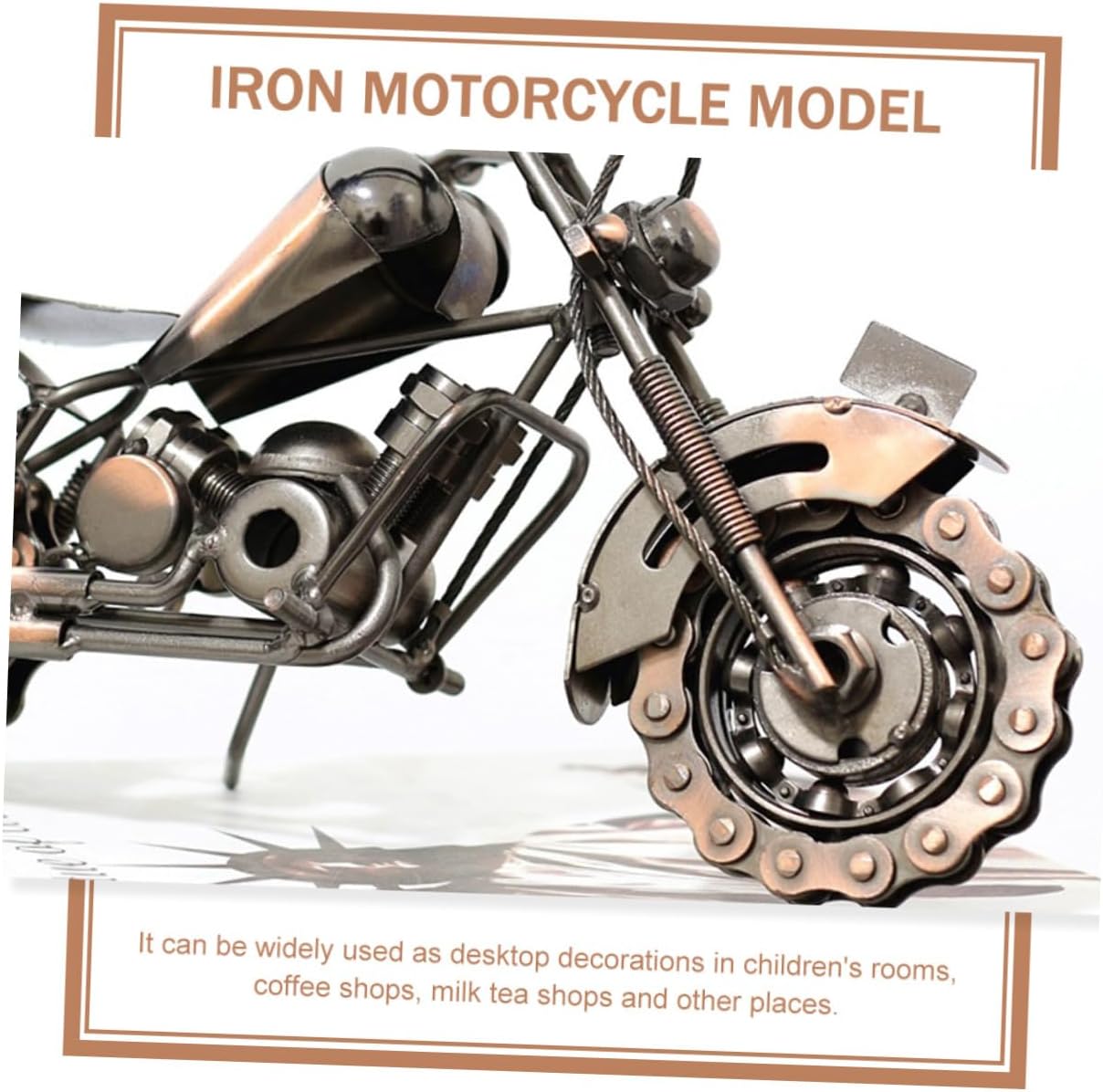 Collectible Iron Art Craft Metal Desktop Decoration Motorcycle Rotate Decor