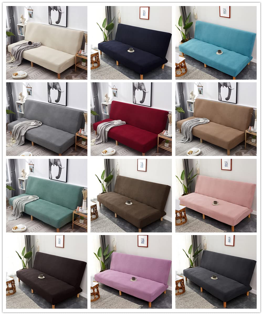Surwin Housse de Clic Clac Couleur Unie élastique Canapé 2/3 Places, Housse de Canapé sans Accoudoir Couverture de Canapé-lit Universel Tout Couvert Canapé Pliant Protecteur (190-230cm,Vert Clair