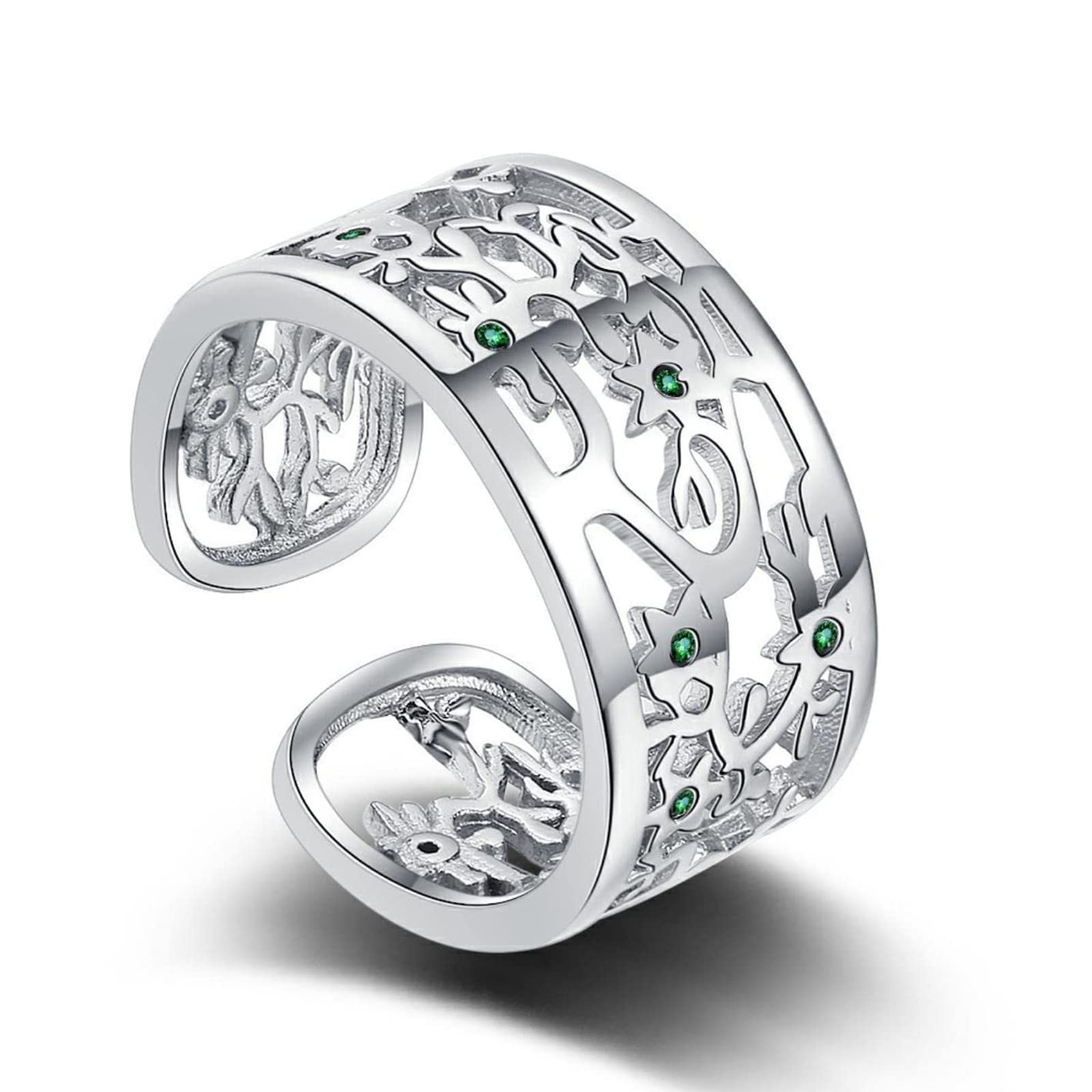 Manqyi Anillo Del Árbol de la Vida para Mujer, Anillo de la Hoja, Anillo De Plata De Ley Con Forma De Hoja, Anillo de Plata de ley Árbol de la Vida para Mujer, Regalo para La Navidad El Cumpleaños