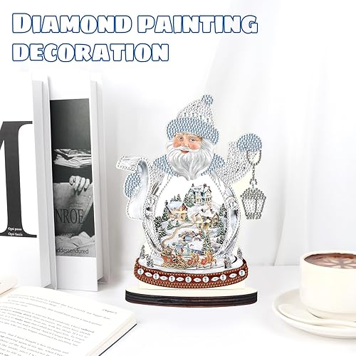 Miniatura 4 de Tontut Decoración de escritorio de pintura de diamante de Navidad, kit de pintura de diamantes de castillo de Papá Noel, arte de diamante de forma