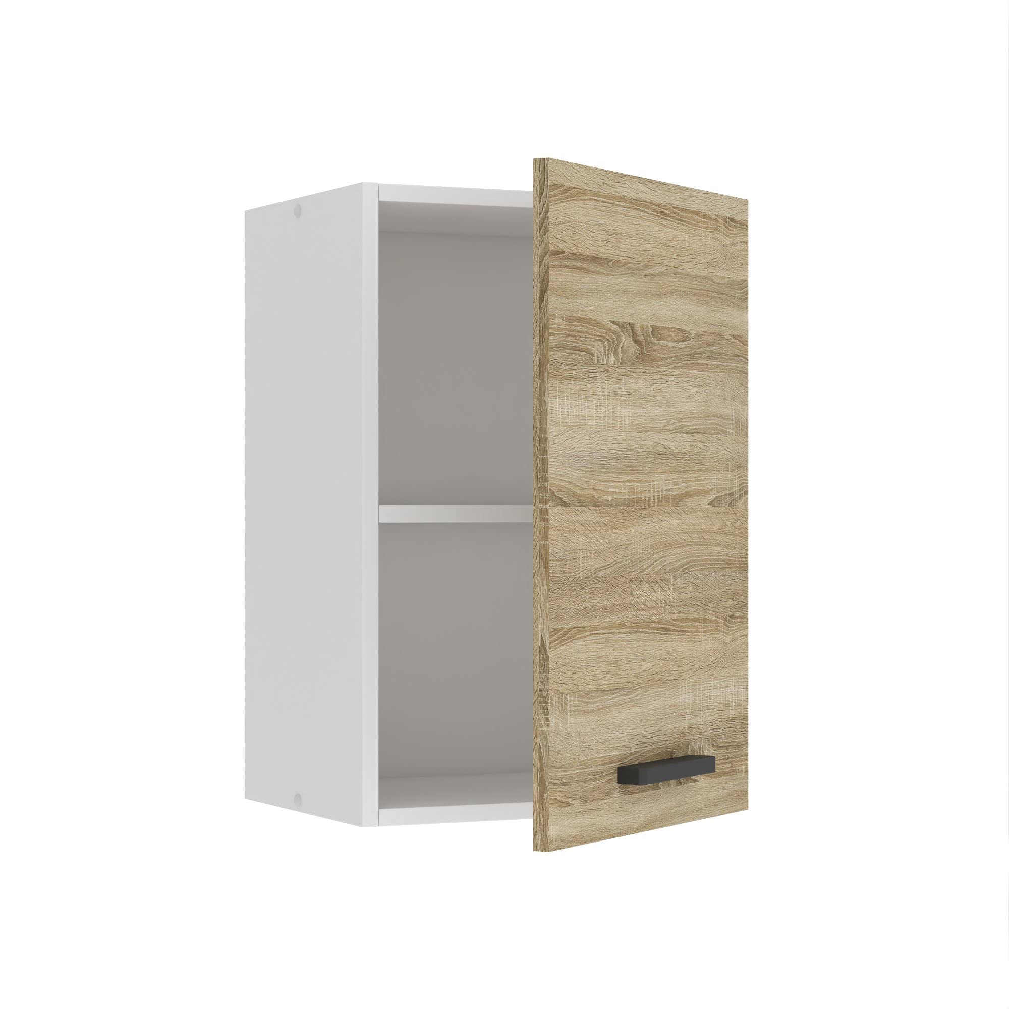BELINI Meuble Haut Cuisine SGP60 - Armoire Murale Noire Brillante 60cm Avec Porte Et Poignée Métal