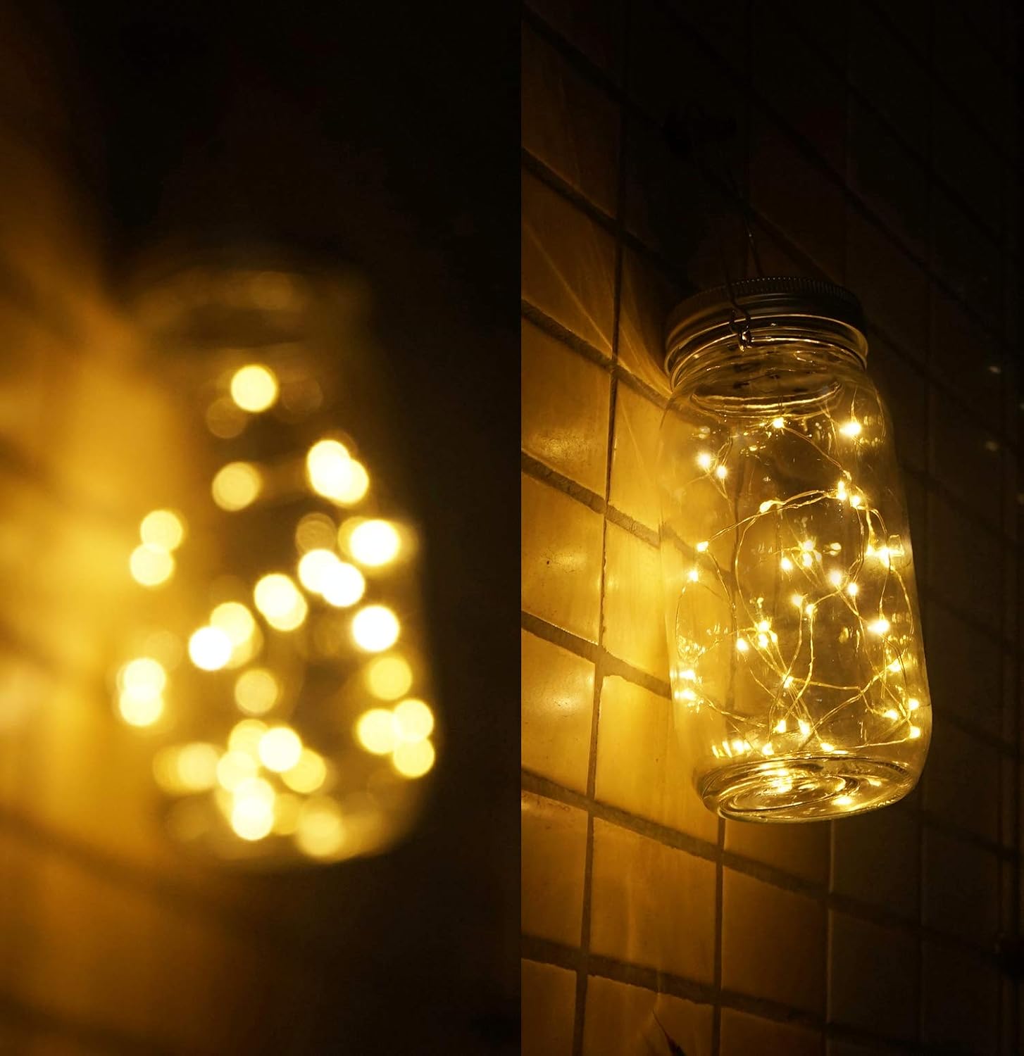 Solar Mason Jar Lights, Large Size Bigger Glass Mason Jar with 30 LEDs Fairy Firefly String Lights, Best Patio Yard Desktop Party Decor Outdoor Solar Hanging Lanterns (2-Pack)