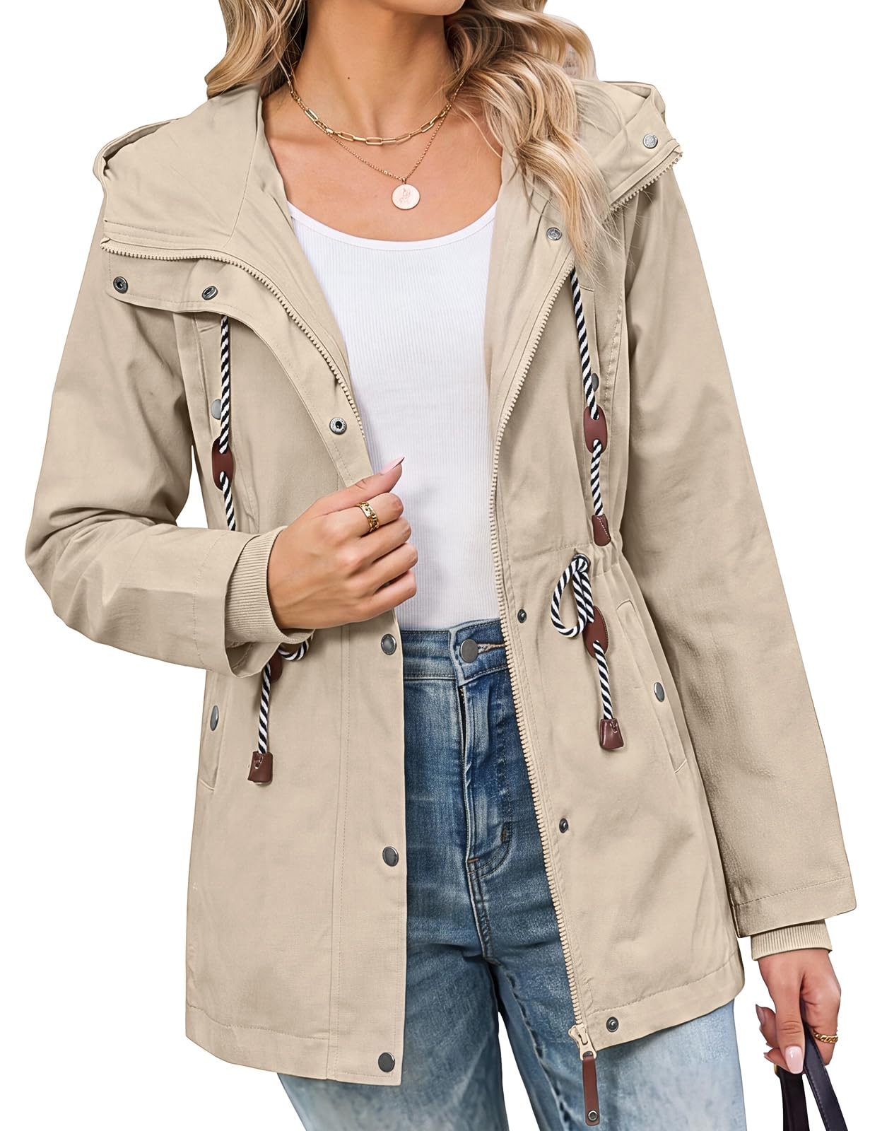 Yuson Girl Übergangsjacke Damen Lang Leichte Jacke mit Kapuze