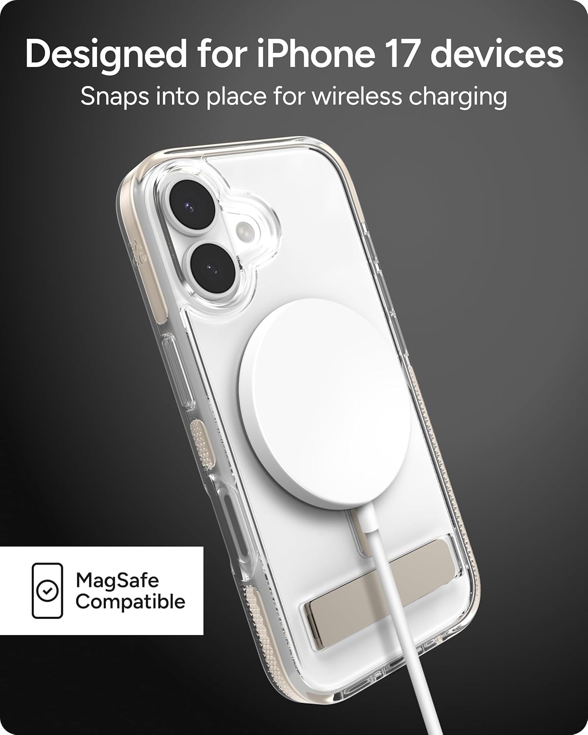 ZAGG Santa Cruz Snap Case with Kickstand for iPhone 17 - Titanium, Drop Protection (13ft/4m), MagSafe Charging Compatible, ClearGuard Anti-Yellowing Technology, Scratch Resistant Phone Case - Image 9