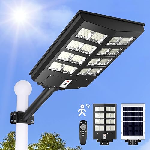 Luces solares de calle de 100000LM para exteriores, luces solares para exteriores, impermeables IP66 para iluminación al aire libre, entrada,