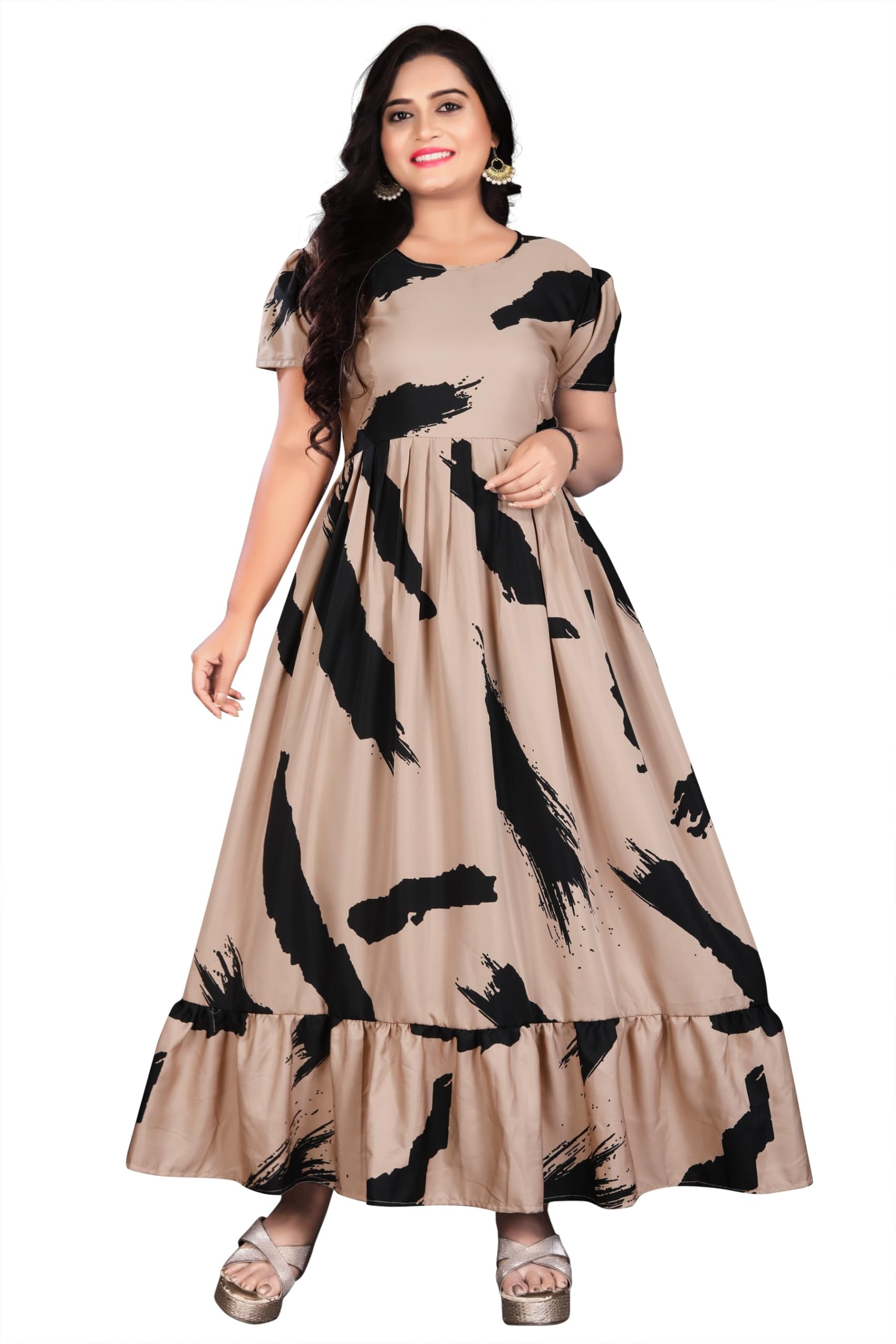 Stylish Floral Printed Long Gown for Women | Anarkali Ethnic Maxi Dresses-image-46