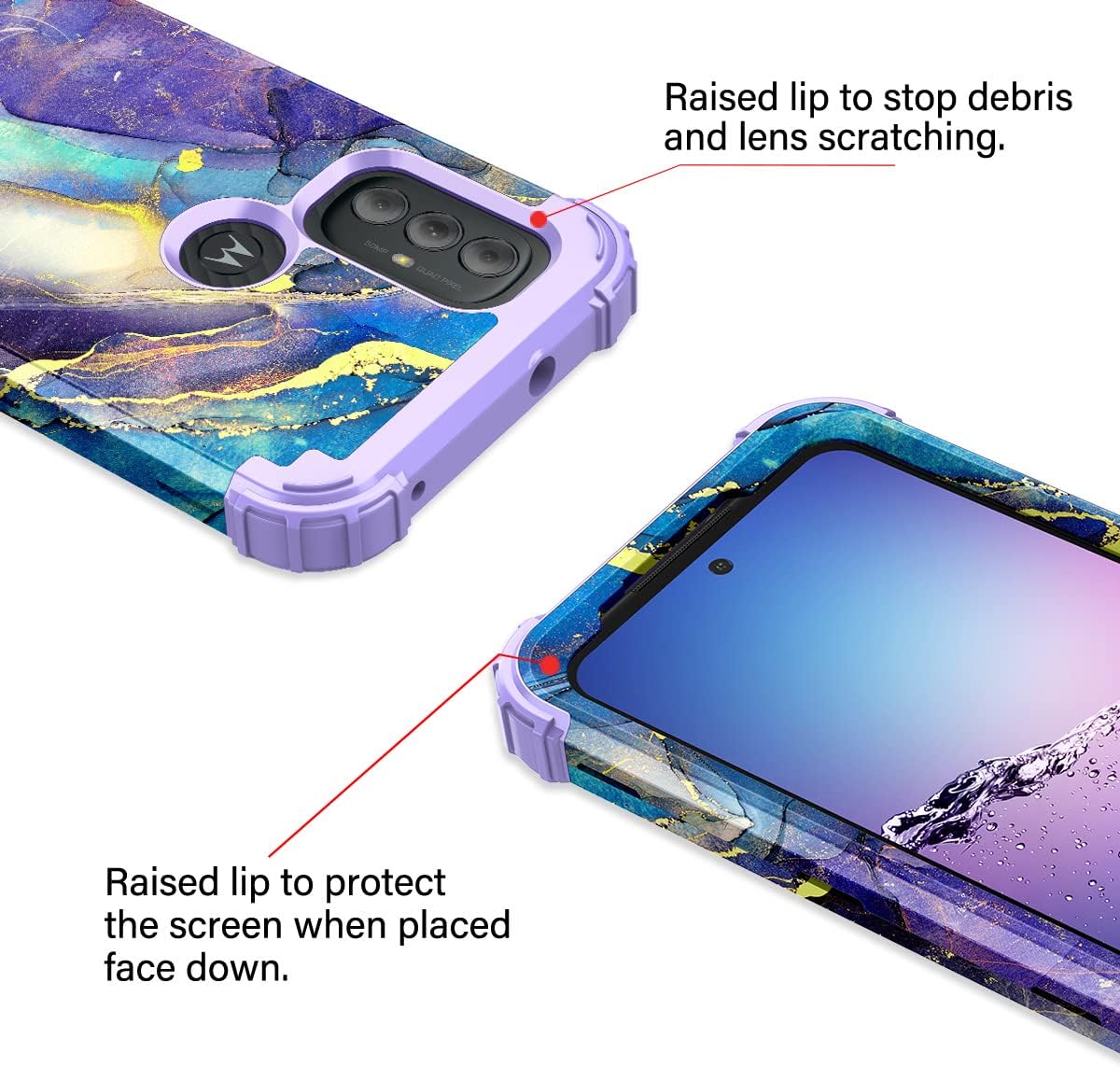 Rancase Compatible with Moto G Power 2022 Case,Three Layer Heavy Duty Shockproof Protection Hard Plastic Bumper +Soft Silicone Rubber Protective Case for Moto G Power 2022,Purple
