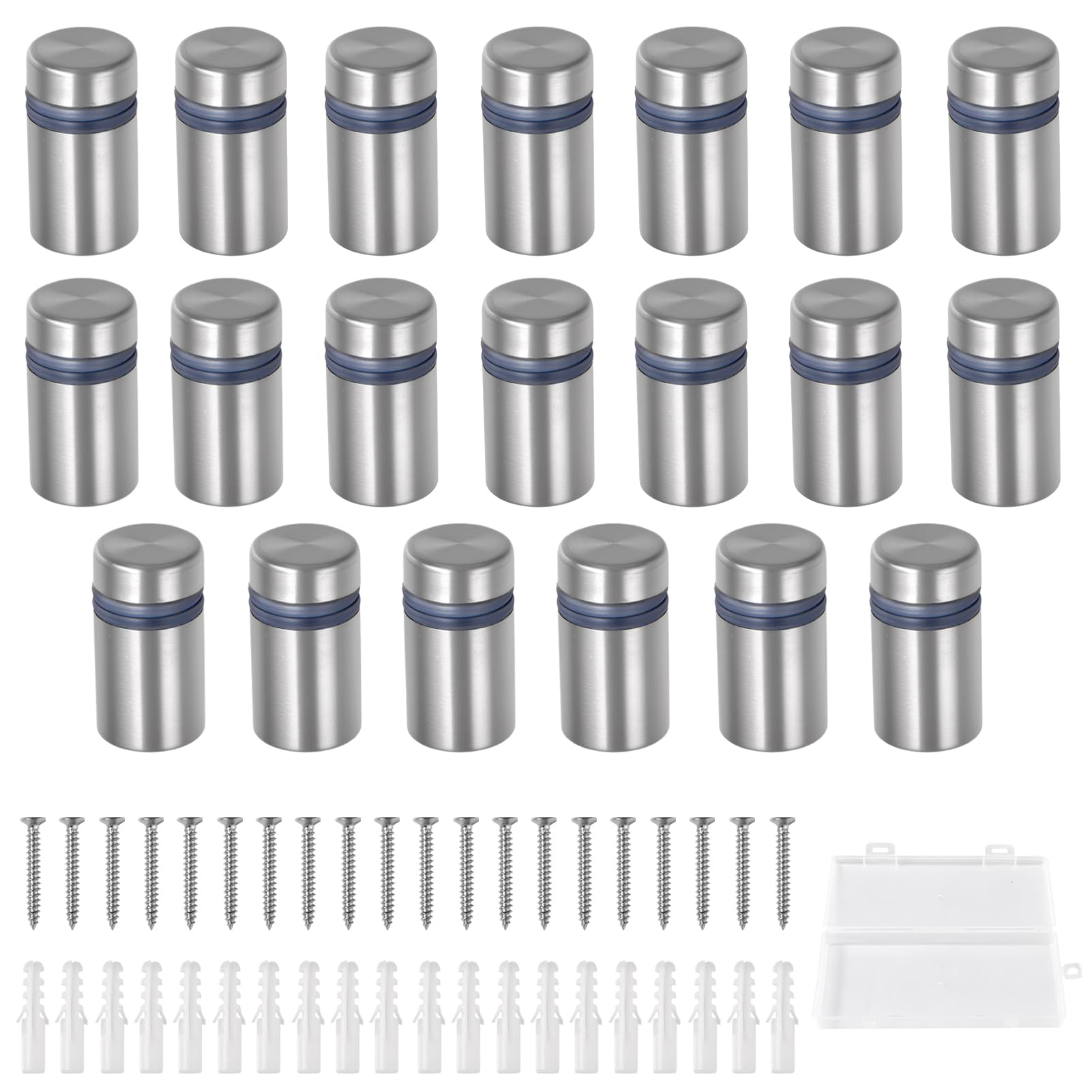 20Pcs 1/2" x 0.78" Stainless Steel Standoff Screws,Wall Sign Standoff Mounting Hardware,Advertising Glass Standoff Nail,Advertising Standoff Mount for Hanging Acrylic Picture Frame,Silver