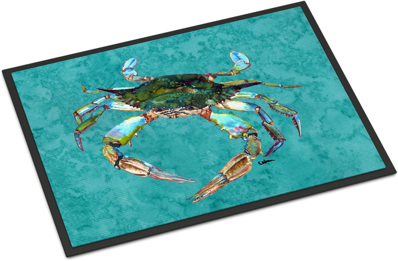 Caroline's Treasures 8657MAT Crab Doormat 18x27 Front Door Mat Indoor Outdoor Rugs for Entryway, Non Slip Washable Low Pile, 18H X 27W