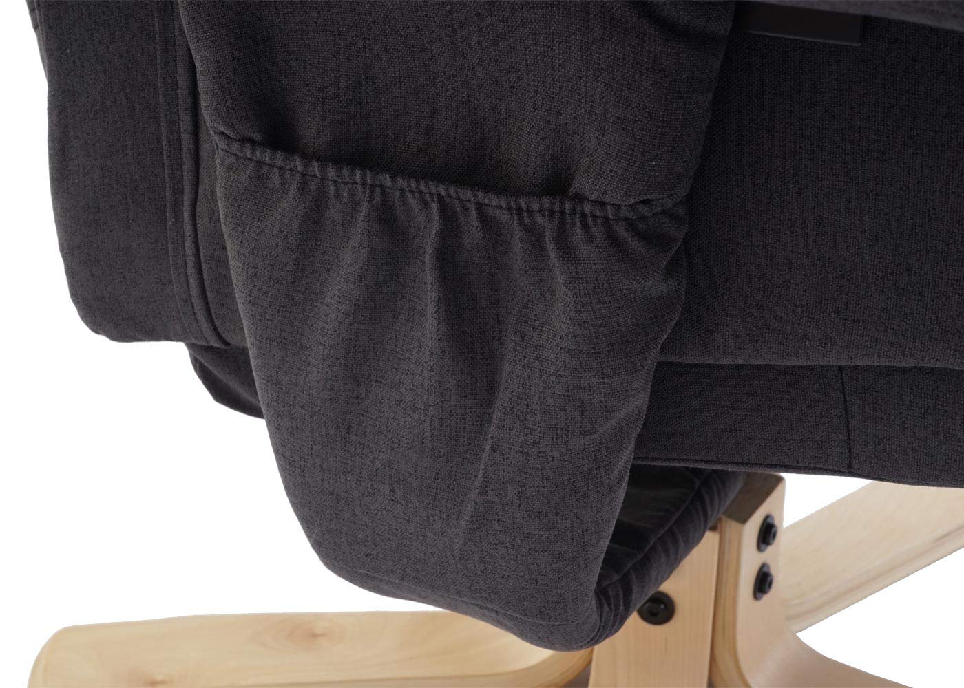 Mendler Sillón de relax M56 con taburete, Sillas tela/textil, certificado FSC®, color gris oscuro | Sillón de TV con taburete, certificado FSC®
