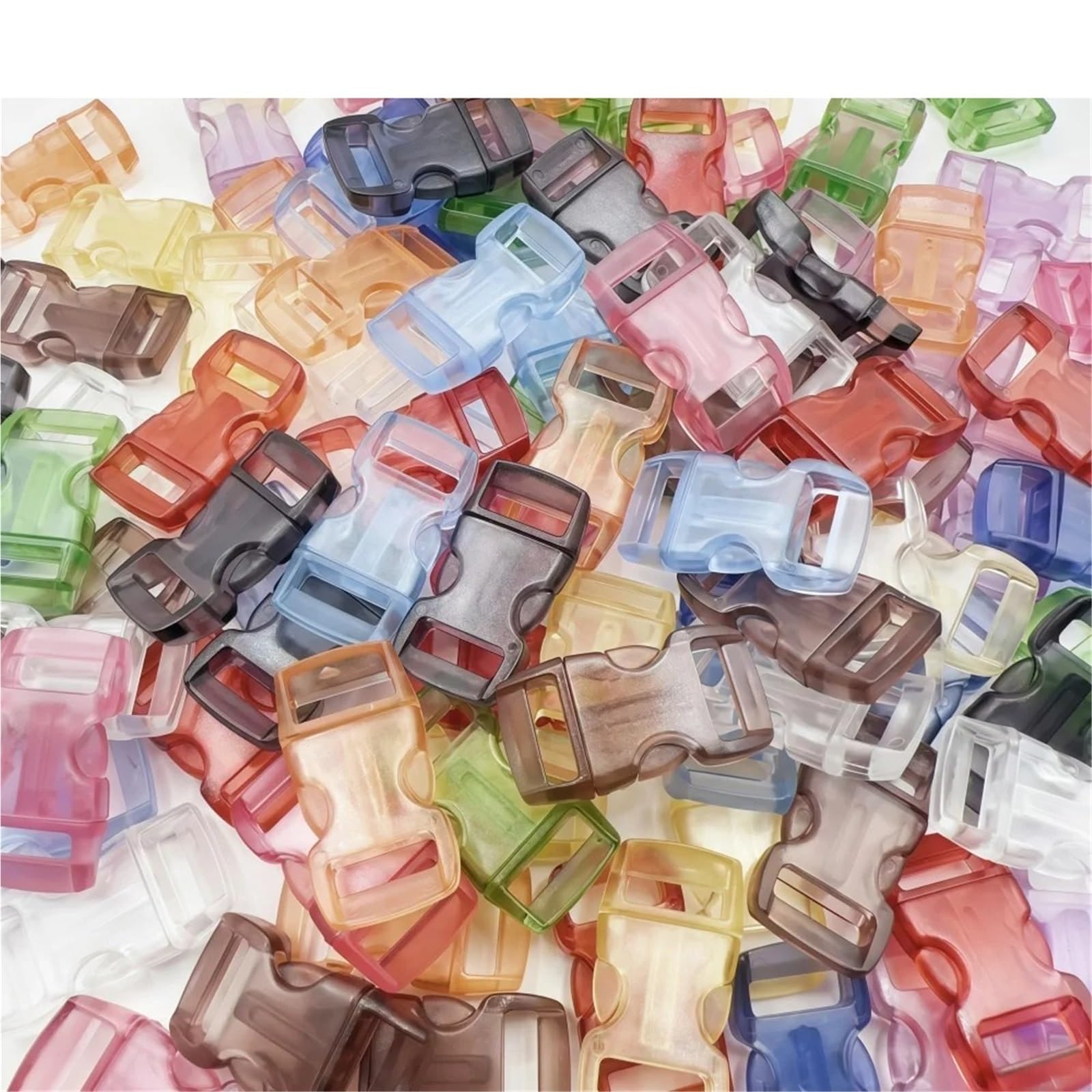 Schnallen und Clips für Rucksäcke 11–110 Stück 10 mm transparente bunte Mini-Plasitc-Seitenverschlussschnallen for Armband-Bastel-Katzenhalsbandverschlüsse