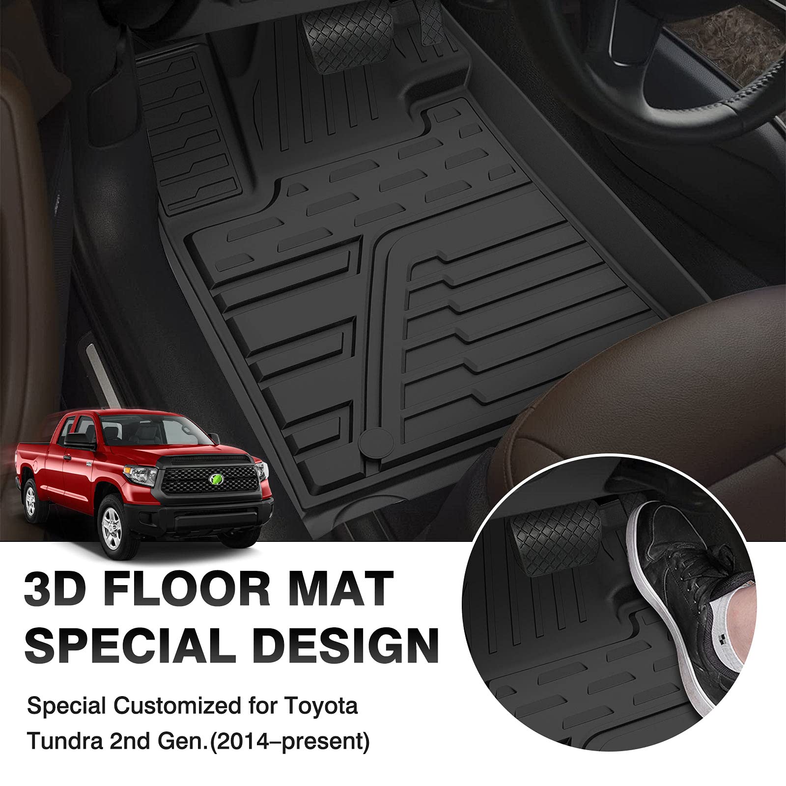 Amazon | T TGBROS 車用フロアマット トヨタ タンドラ 2014-2021 