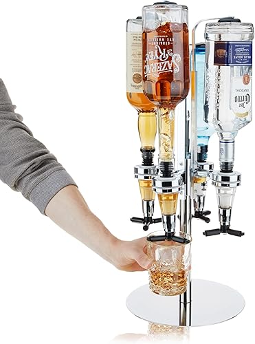 Miniatura 7 de True Dispensador de grifo de licor de 4 botellas, dispensador de bebidas para vodka, whisky, ginebra, tequila, licores, decoración de bar para el