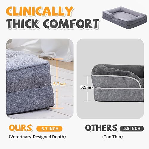 Miniatura 4 de Makigued Cama ortopédica para perros medianos, sofá de espuma para mascotas con forro impermeable, funda extraíble lavable, parte inferior Marrón