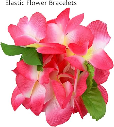 Miniatura 4 de Hawaiian Leis 4-Piece Set  Extra-Fluffy 80-Petal Density Silk Flower Necklace, Headband & 2 Wristbands  Soft Tropical Luau Party Favors & Costume