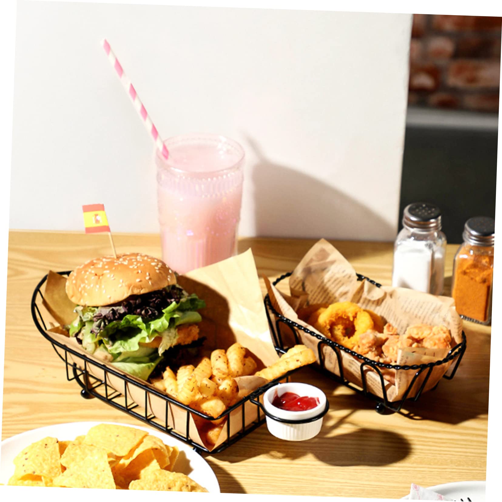 FUNOMOCYA 1 Set French Fries Storage Rack Boat Shape Snack Holder with Sauce Dish Sturdy Design for Home Parties Outdoor Events Restaurants for Fried Food Serving