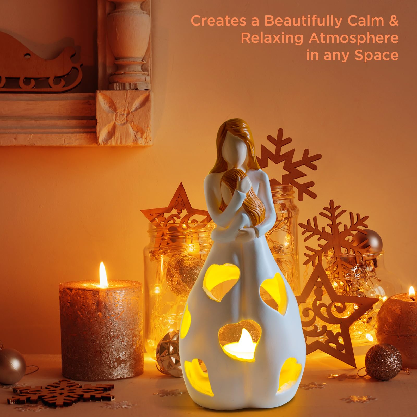 Regalos para mamá de hija, regalos de Navidad para mamá, estatua con vela LED, regalos para el día de la madre para mamá, regalos para madres para mujeres, regalos para mamá, regalos para mamá