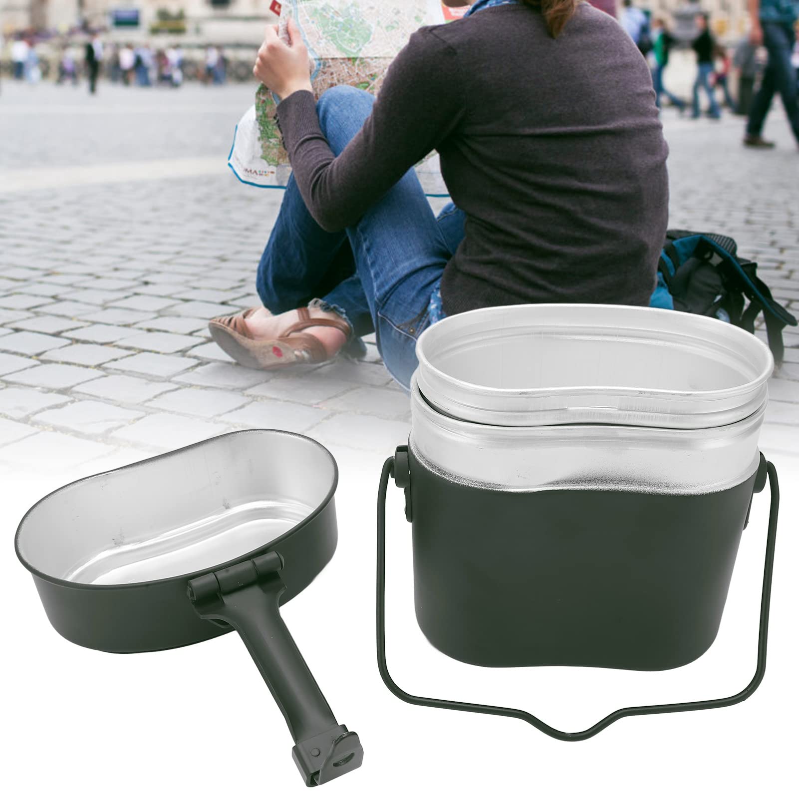 Leapiture Camping Cooking Tin Food Storage Mess Kit Outdoor Camping Tin Survival Mess Tin Camping Food Container Lunch Serving Box Camping Lunch Box Cookware Mess Set