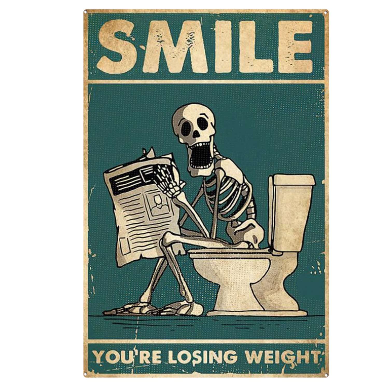 Bioprocess Metalpostera7157 Funny Skeleton Smile You¡¯Re Losing Weight Signs, Skull Signs, Funny Skeleton Gift, Halloween Art Wall Decor Poster Metal Sign 8X12 Inches