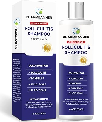 PHARMBANNER Anti-Fungal Shampoo for Folliculitis, Seborrheic Dermatitis, Scalp Psoriasis - Relieves Itchy & Dry Scalp