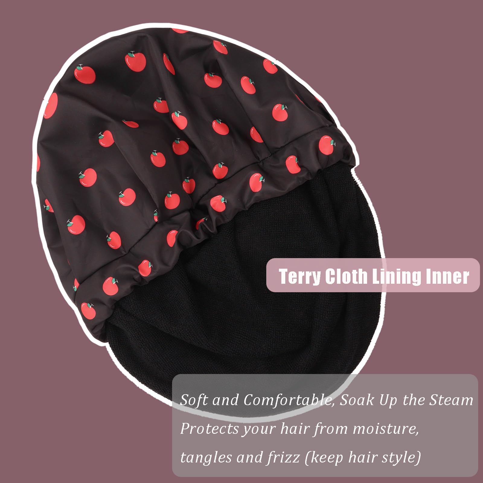 Shower Cap,Adjustable Large Shower Cap for Women,Cloth Lined EVA Exterior Reusable Double Layer Waterproof,for All Hair Lengths Hotel Travel Essentials Accessories-Black - Image 4