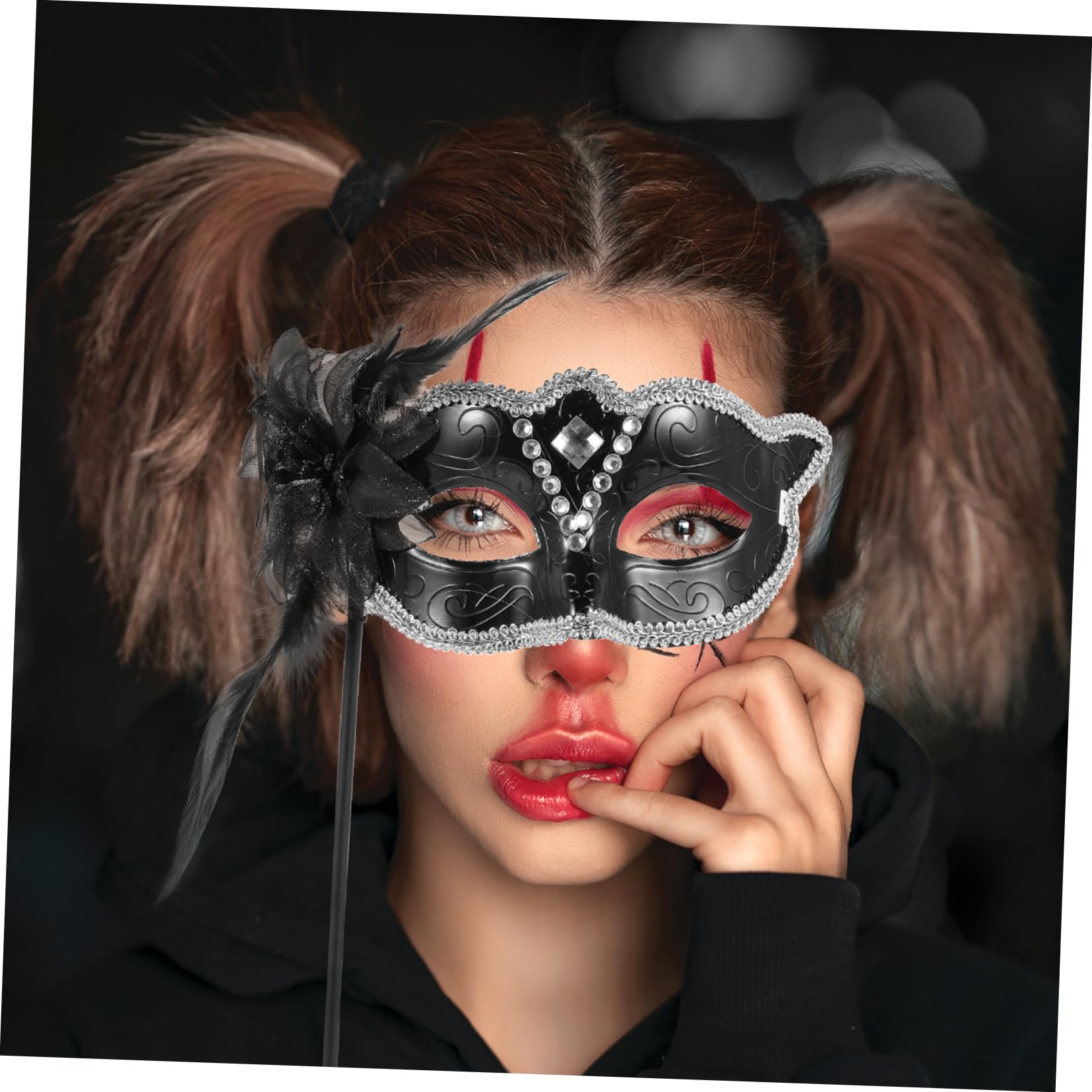 Amazon.co.jp: USHOBE ハロウィンマスク マスカレードマスク 保持棒