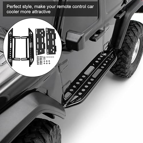 Miniatura 2 de para Axial SCX10 II 90046 Crawler 1/10 RC Car Metal Side Step Board Pedal PlateRC Crawler Side Pedal Sliders, RC Crawler Car Accessories Upgrade